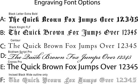 Engraving Font Choices